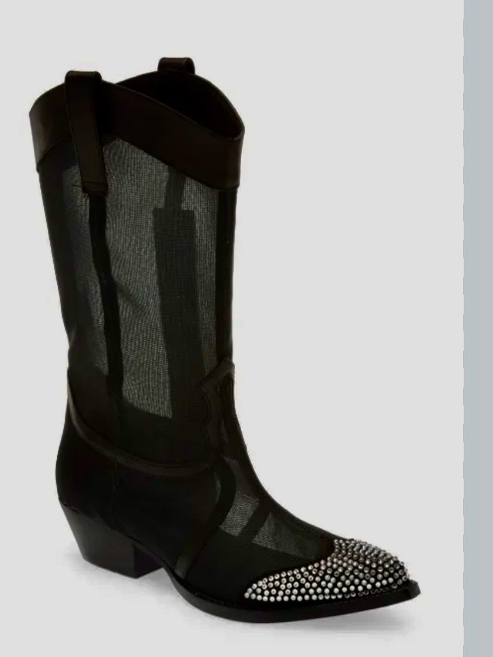 Karl Lagerfeld Paris Mesh Western / Cowgirl Boots w/ rhinestones. Black. 7.5 - Picture 4 of 11